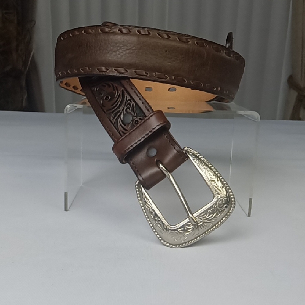 3D Men's Brown Leather Belt